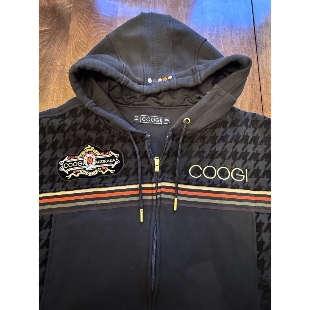 COOGI Australia 4XL Full Zip Hoodie Jacket Houndstooth Embroidered Y2K